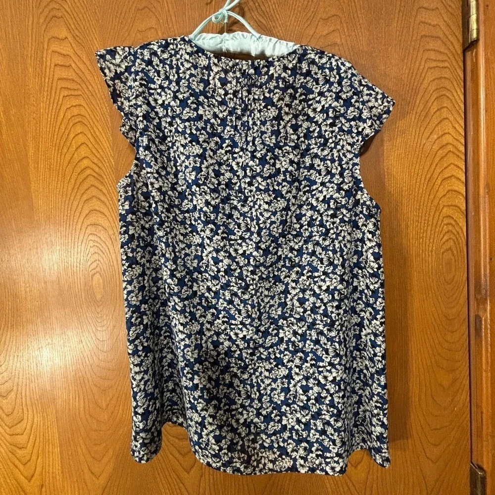J. Crew Blue and White Floral Blouse
